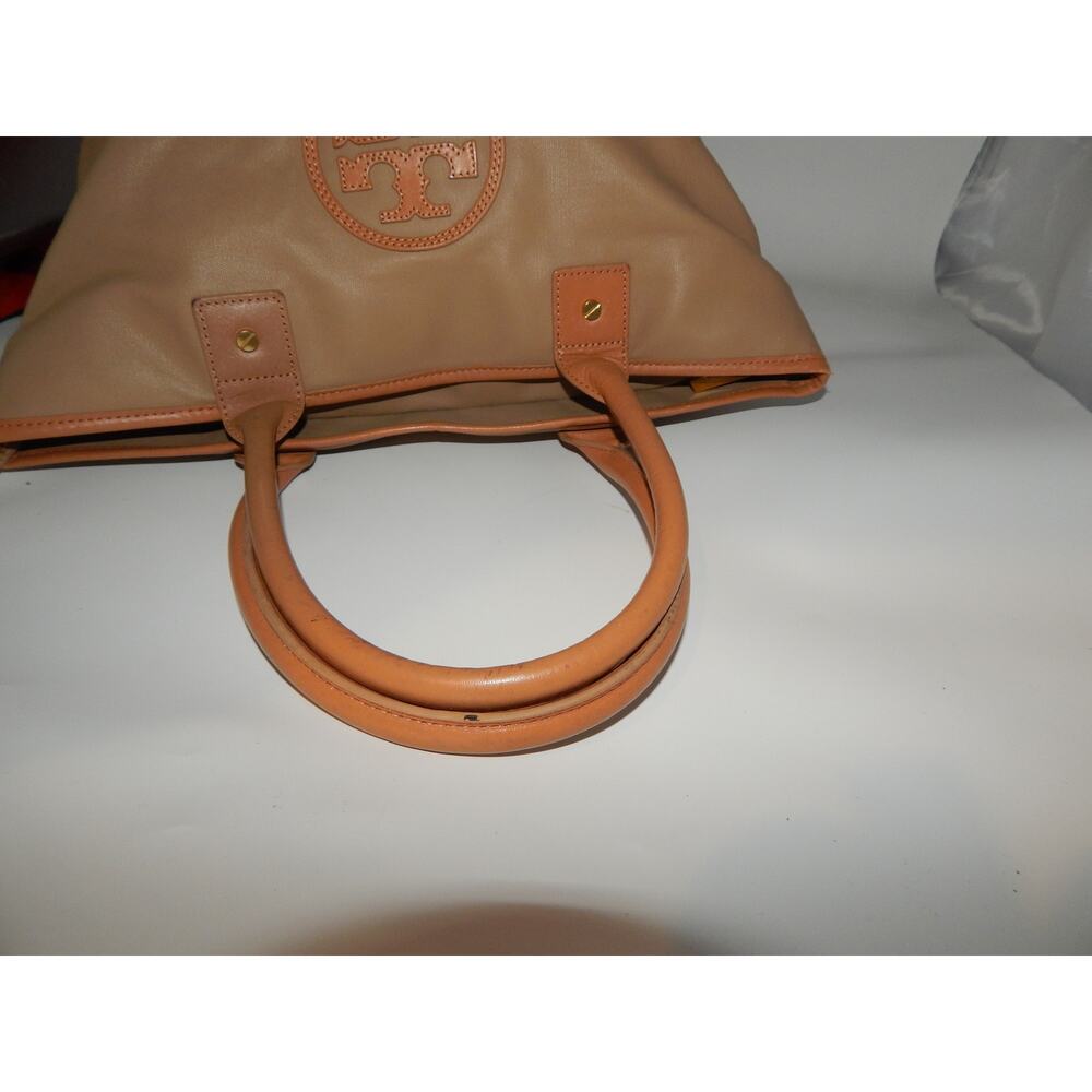 Tory Burch Tan Orange Coated Leather Tote Handbag - Picture 4 of 14